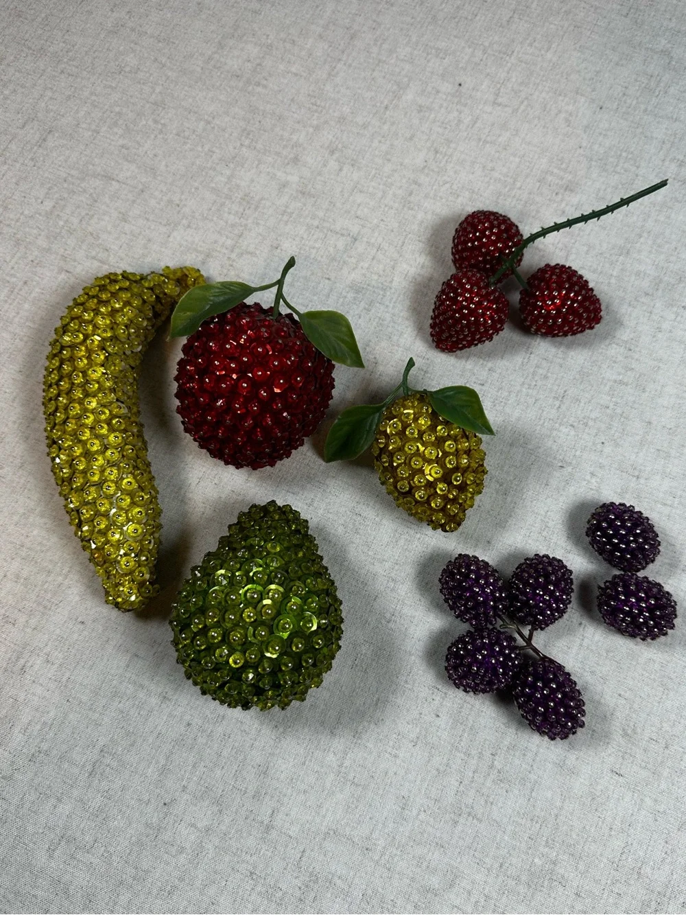 Vintage Mid Century Beaded Sequined Fruit